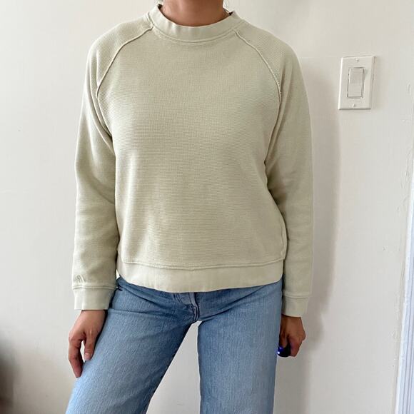 Frank and Oak Women's Light Green Waffle Knit Organic Cotton Sweatshirt Size M - Picture 8 of 14